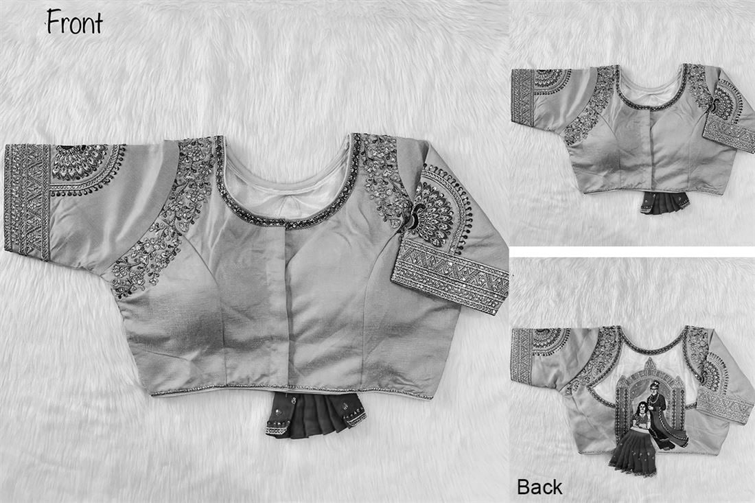 Bridal Wear Designer Blouse (Navy) - Image 2