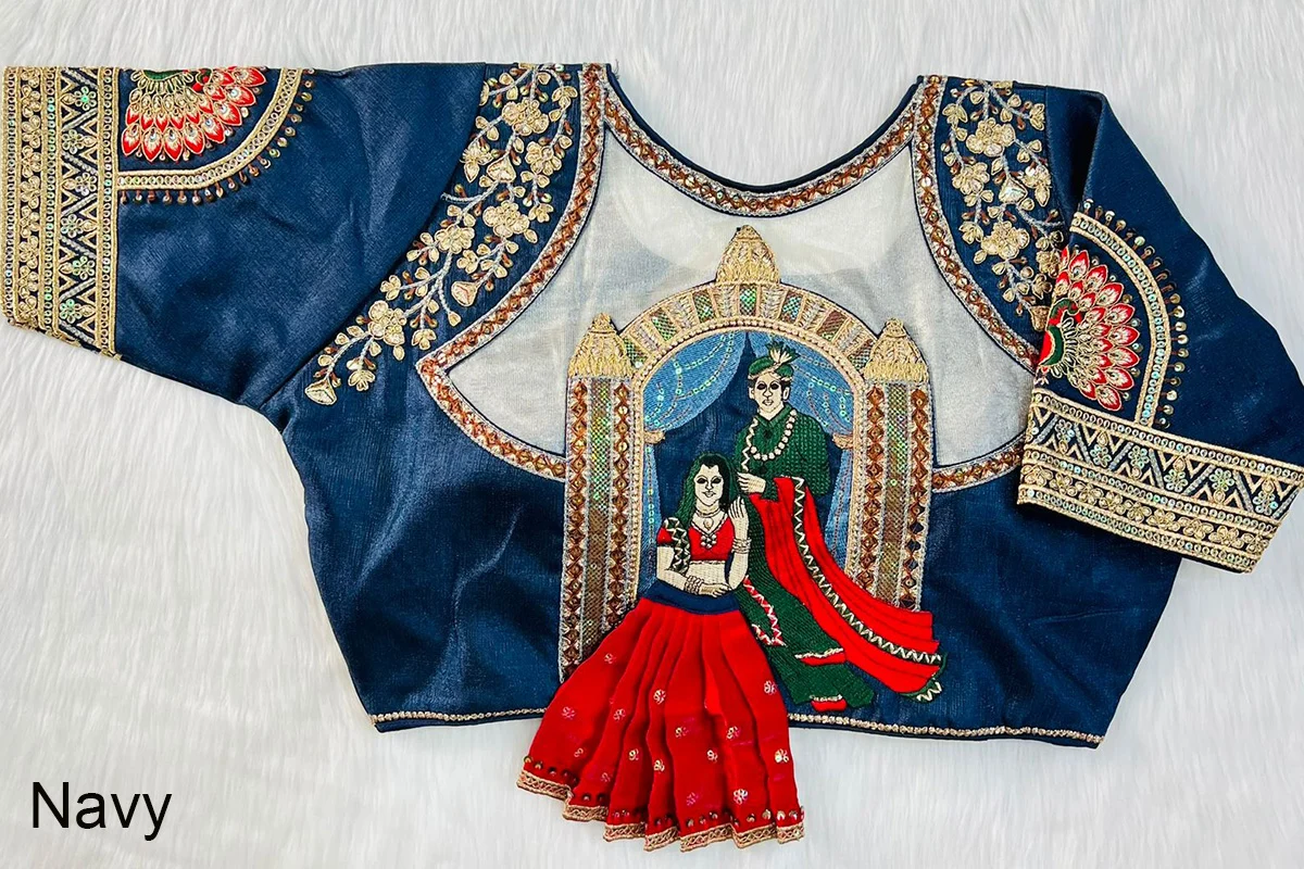 Bridal Wear Designer Blouse (Navy)