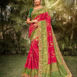 Pink Colour Silk Embroidered Saree