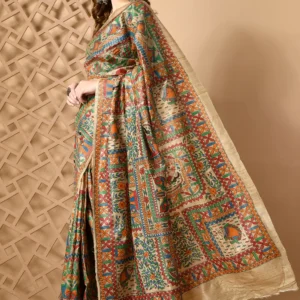 Pure Tussar Silk Madhubani Hand-Painted Saree