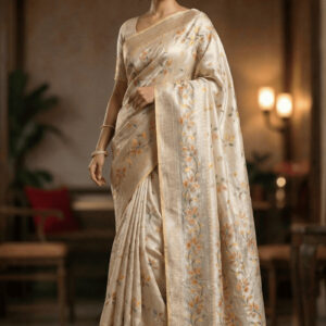 Yellow Banarasi Pure Silk Khaddi Georgette Tissue Saree with Meenakari Work