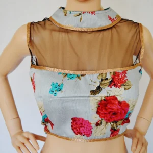 High Neck Sleeveless Digital Print Blouse Choli Top