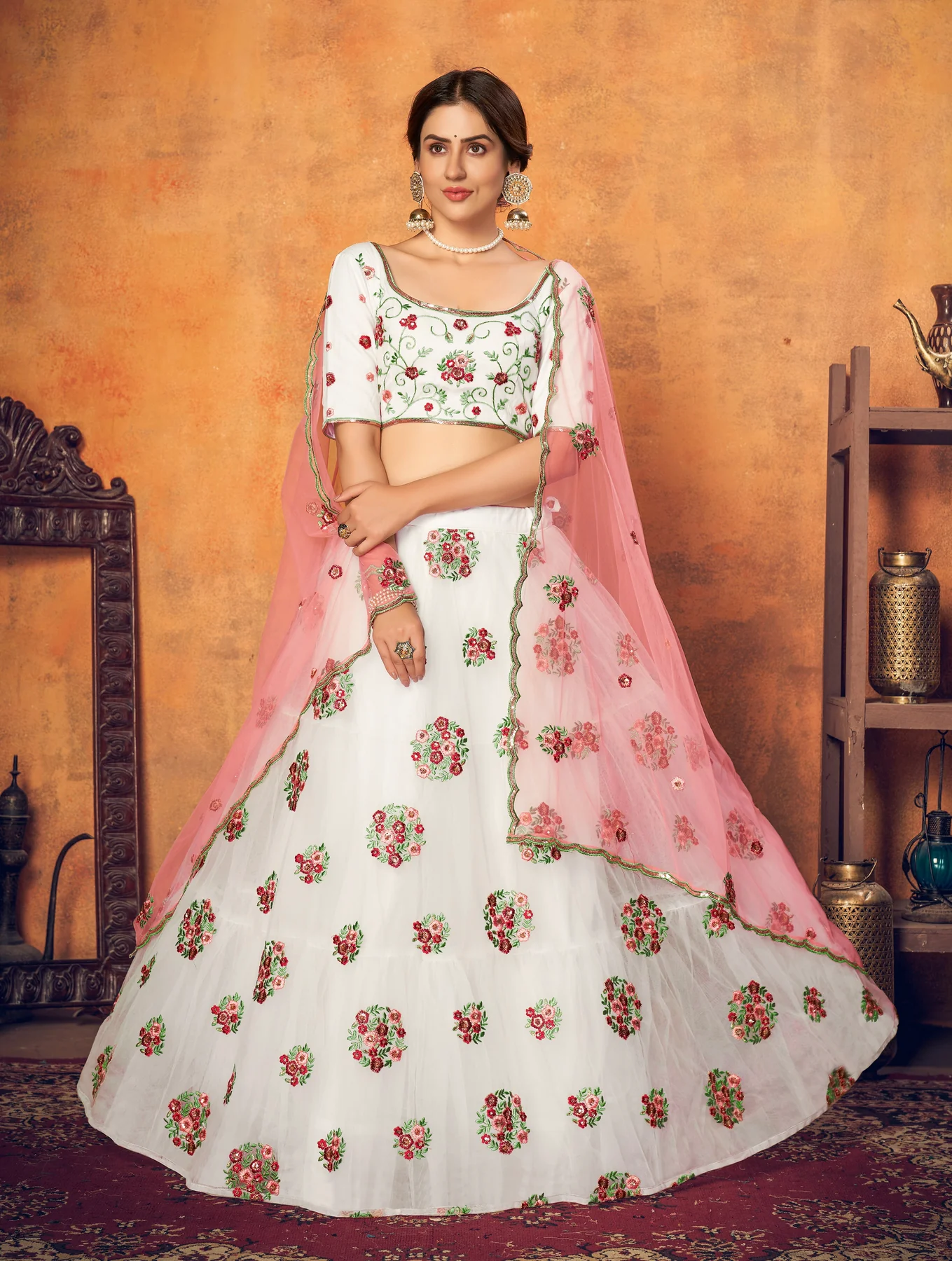 Thread & Sequins Embroidered Lehenga
